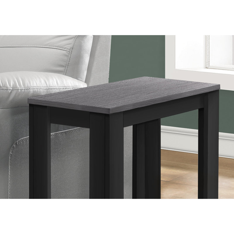 Table d'appoint pour bureau ou chambre à coucher, tablette à deux niveaux, surface en bois gris, cadre noir, coin-détente d'une profondeur de 23,28 pouces, hauteur de 22
