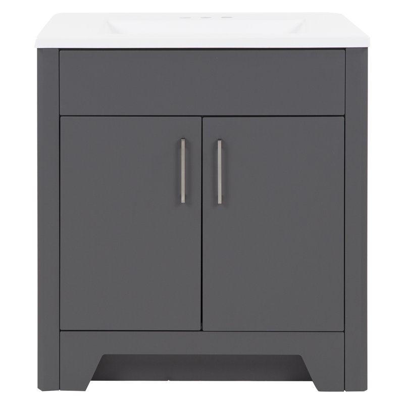 30.5" Single Bathroom Vanity With Cultured Marble Top, Cement