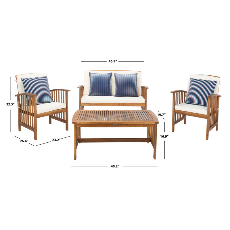 Kuhn 4 - Person Patio Conversation Set with Cushions, Natural