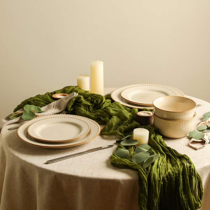 Stone Lain Comet 24-Piece Dinnerware Set Stoneware, Cream