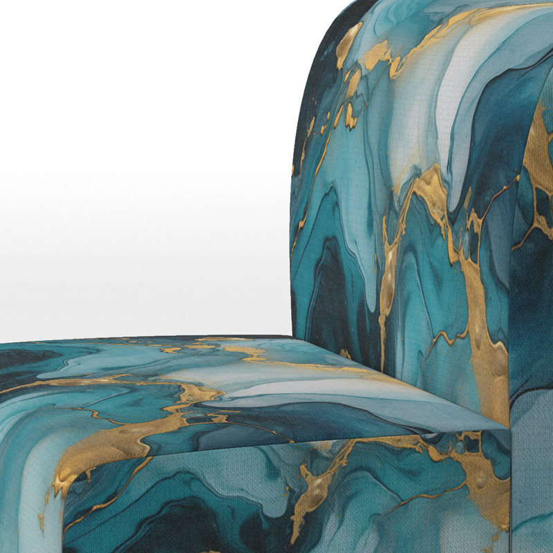 Fauteuil de chambre Berendien , Turquoise / mélange de polyester doré