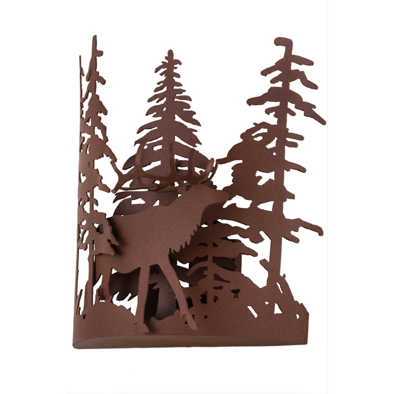 Rustic Lodge Steel Flush Mounted Sconce