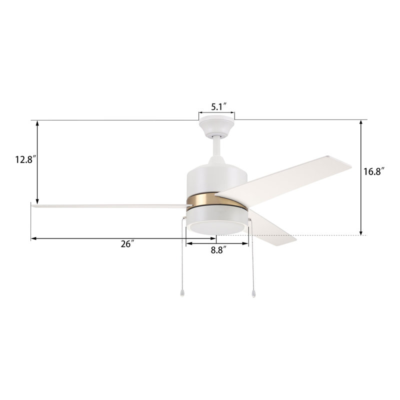 Flint 52" Ceiling Fan with pull chains,Light Kit Included,Work with stable and silent motor