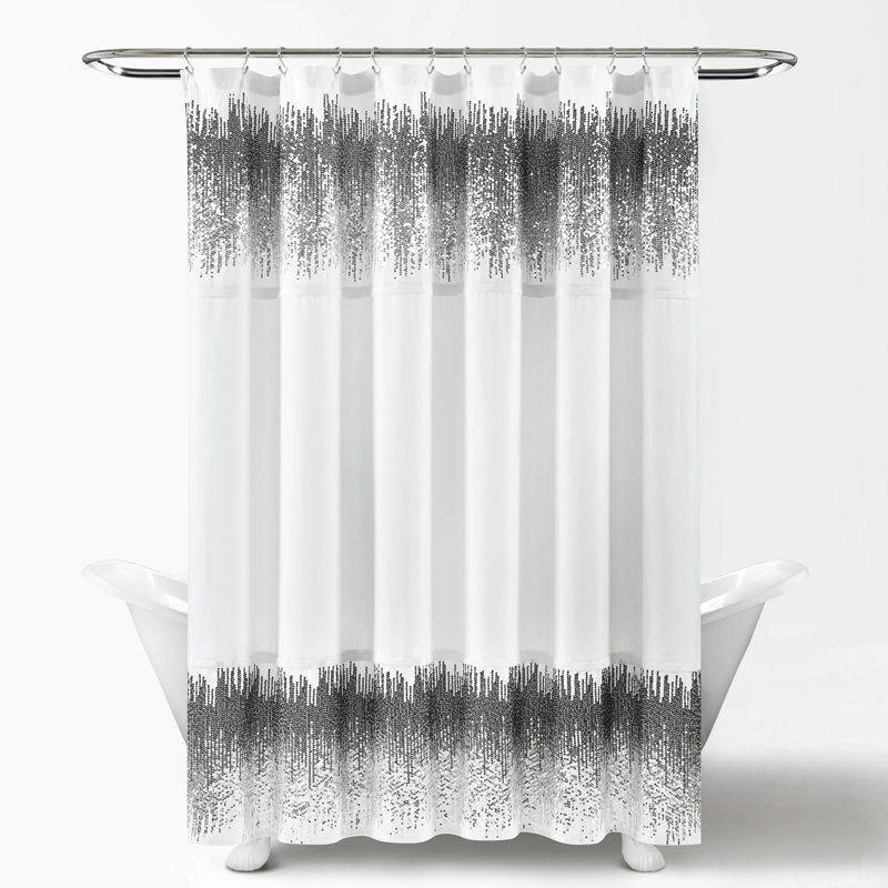 Marsham Polyester Shower Curtain, White/Black