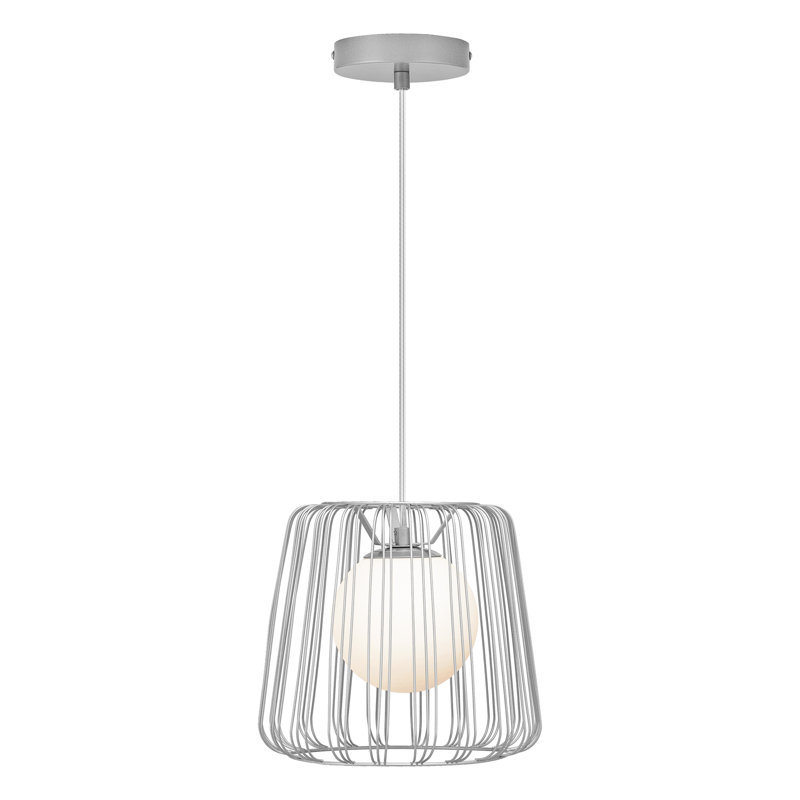 9.875"W Kaielle 1-Light Open Silver Caged Metal Pendant
