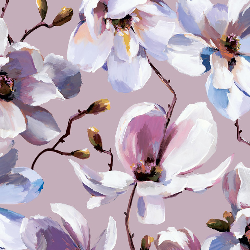 Flora Collection Cherry Blossom Wallpaper Roll, Purple