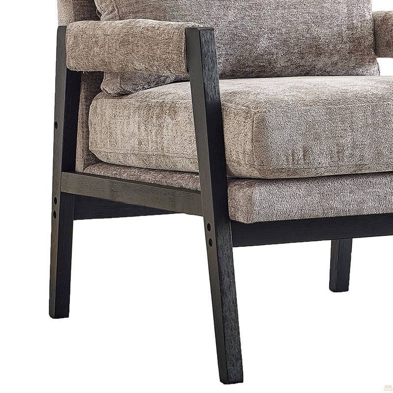 Fauteuil d'appoint rembourré en chenille moderne, gris, Gris