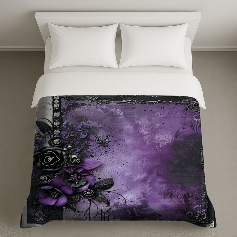 Housse de couette Art Floral Bedding, Housse de couette pour grand lit, Mauve floral / abstrait