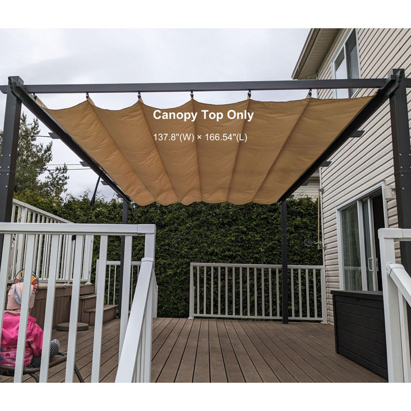 Housse d'ombrage pour pergola mauve 12 pi x 16 pi pour l'extérieur de la terrasse mauve en tissu durable rétractable pour l'extérieur seulement, beige