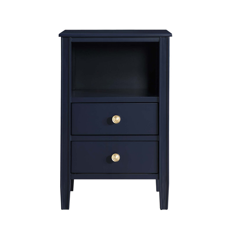 Table de chevet à 2 tiroirs Winston, Bleu très foncé