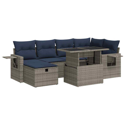 Wicker 6 - Person Garden Lounge Set with Cushions