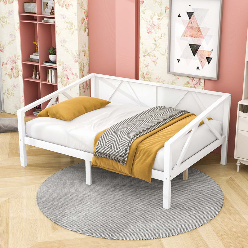 Erven Wooden Daybed with Slat Support, Full, White