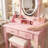 Princess Vanity Desk With Cushioned Stool & LED Mirror - For Bedroom Makeup Organization-7376969