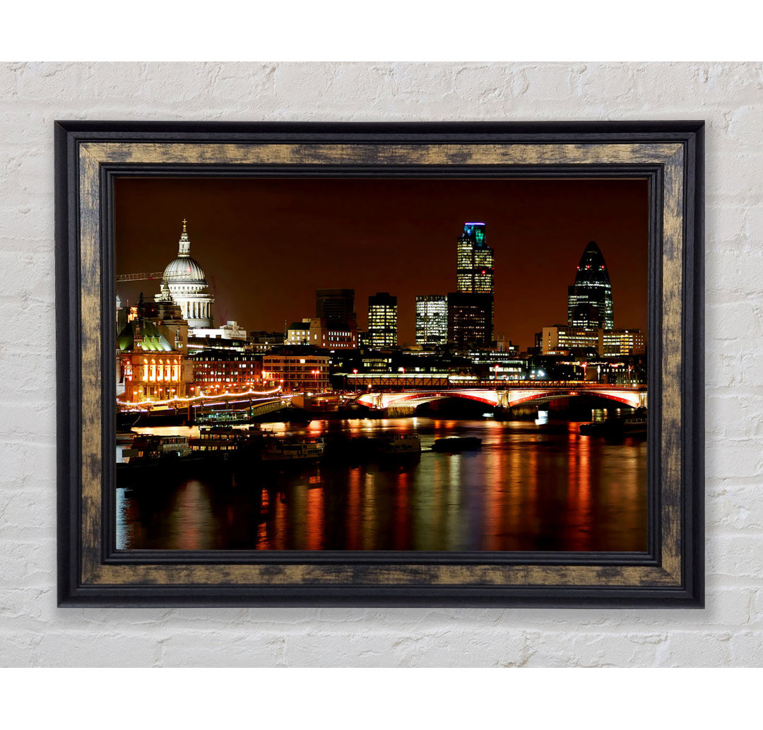 London Thames Night Lights - Einzelne Bilderrahmen Kunstdrucke