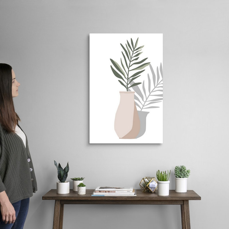 Vase et tige II, art mural, Toile tendue, H 30 po x l 20 po