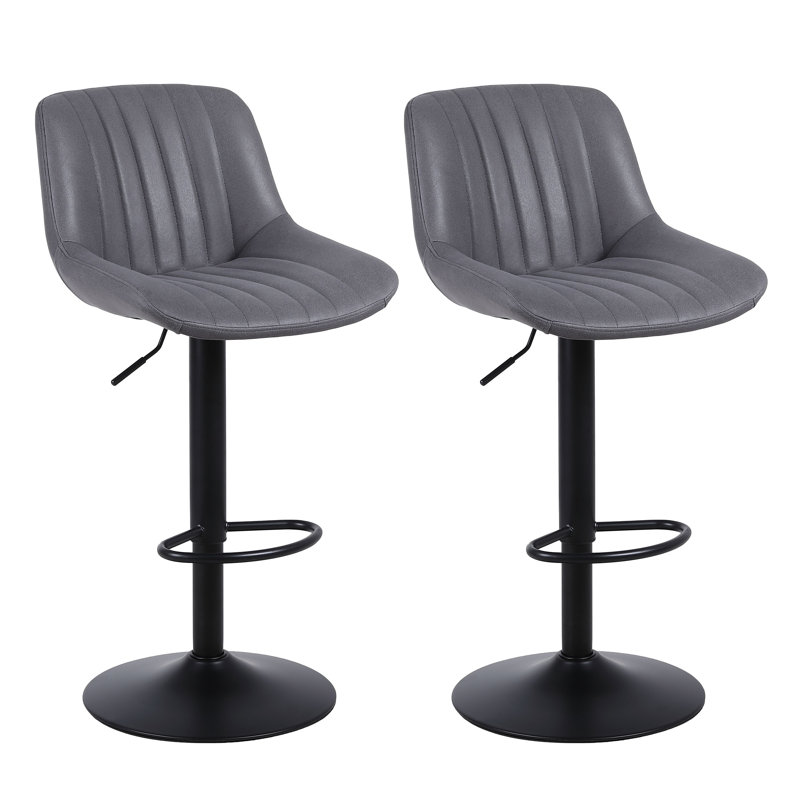 Aneli Height Adjustable Swivel Bar Stool, 2, Dark Grey