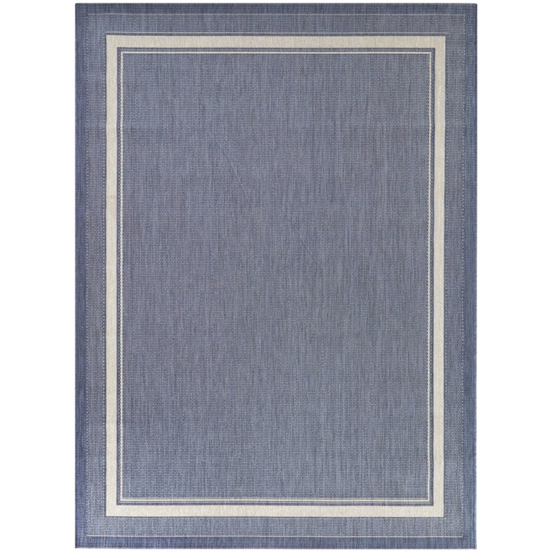 Wyrick Blue Border Patio Indoor/Outdoor Area Rug, Rectangle 8'9" x 12'