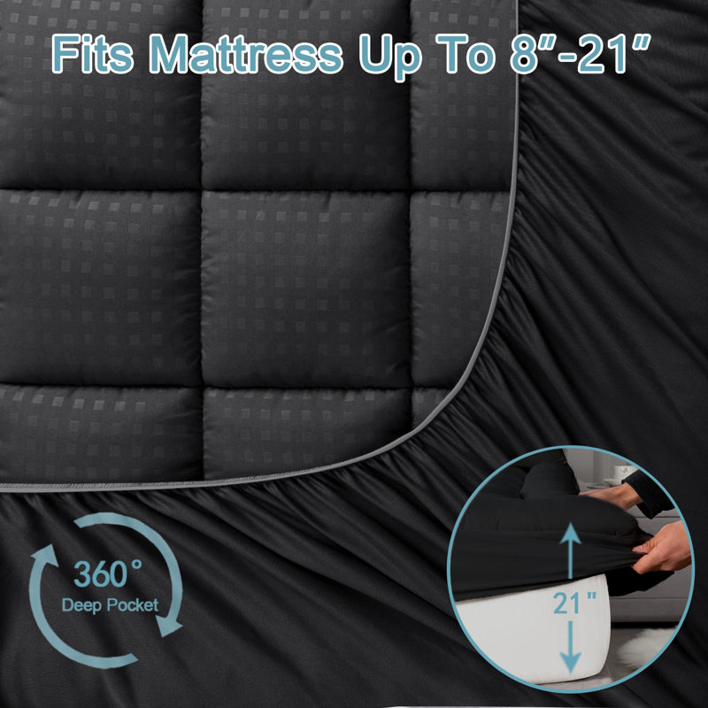 Laumer 2'' Mattress Pad, Black, Full