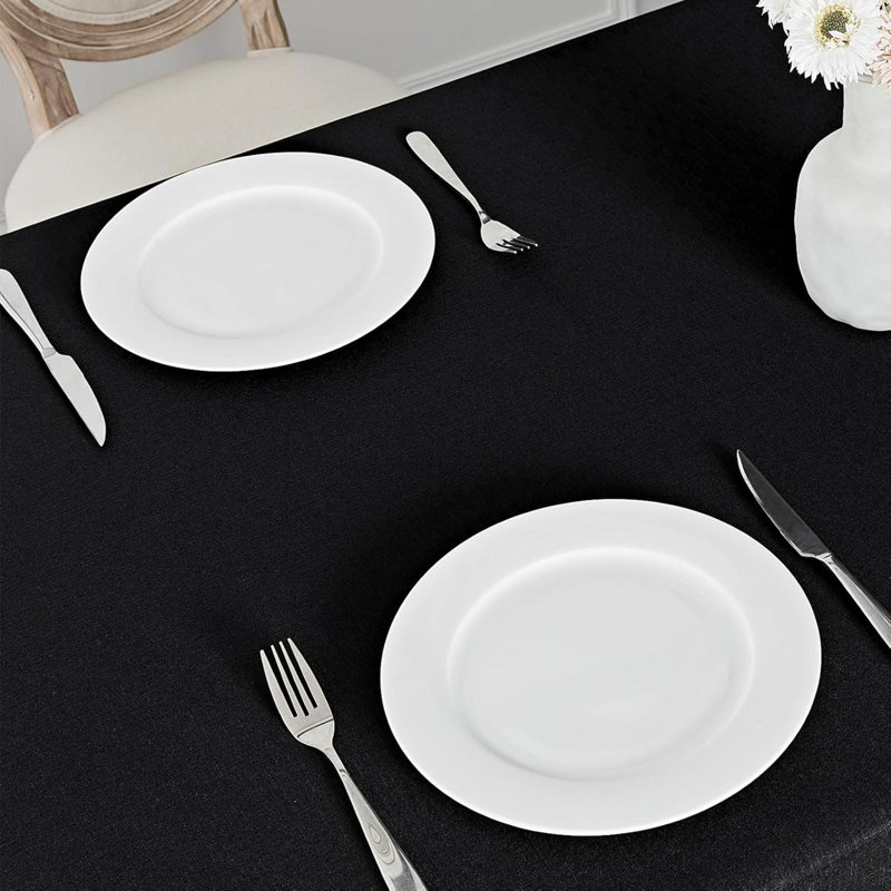 Rectangle Tablecloth Waterproof 52X70 Inch Linen Textured Table Cloth Stain And Wrinkle Resistant Washable, Decorative Fabric Table Cover For Dining, Party And Camping, Black
