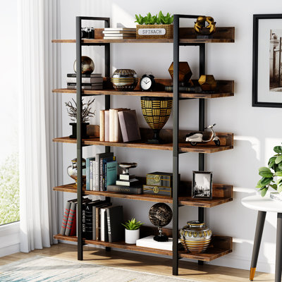Bookshelf Bookcase Storage Rack Standing Shelf 5-Tier Industrial Bookcase Honesdale