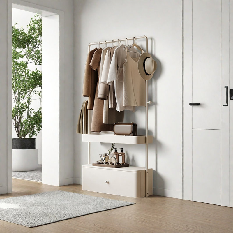 Armoire en acier inoxydable avec crochets, Crème, crème