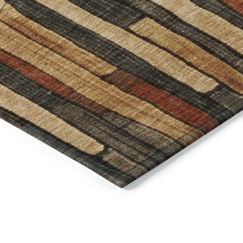 Coffee and Beige Stripe Flat Woven 8' x 10' Indoor/Outdoor Rug