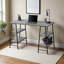 Agni Grey Finish 4-Shelves Computer Desk with Black Metal Legs, 29.81" H X 47.13" W X 23.63" D-451055661
