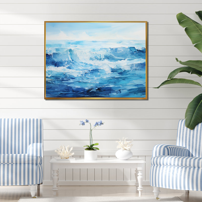 Impression sur toile Ocean Sapphire Infinity III, H 24 po x l 32 po x P 1 po, Cadre flottant doré