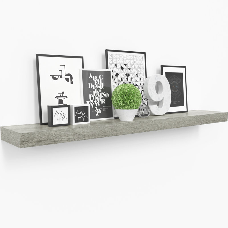 Miami 36" W x 8" D Floating Shelf with Invisible Wall Mount Bracket, Grey Oak