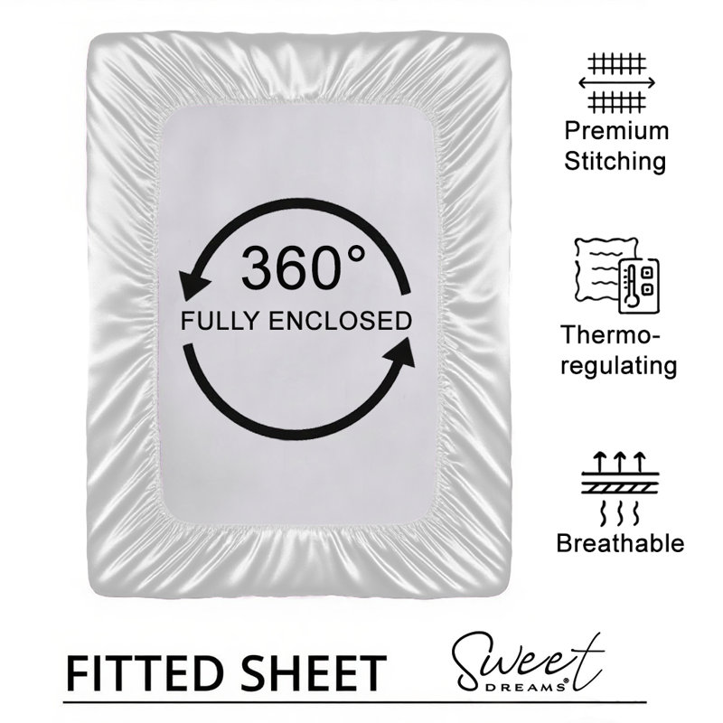 Silk Luxury Deep Box Fitted Sheet, Single (3'), Silver