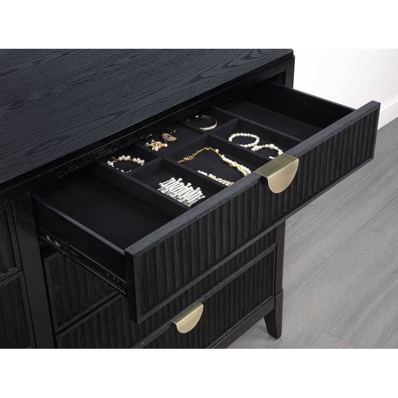 Commode 8 tiroirs avec miroir Traequan - noir