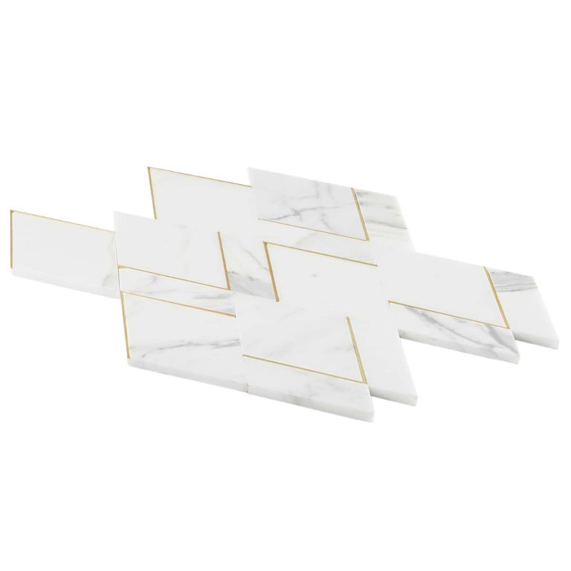 Enver Calacatta Polished And Brass Mosaic
