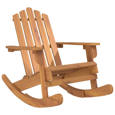Adirondack Rocking Chair Porch Rocker with High Back Solid Wood Acacia by Highland Dunes