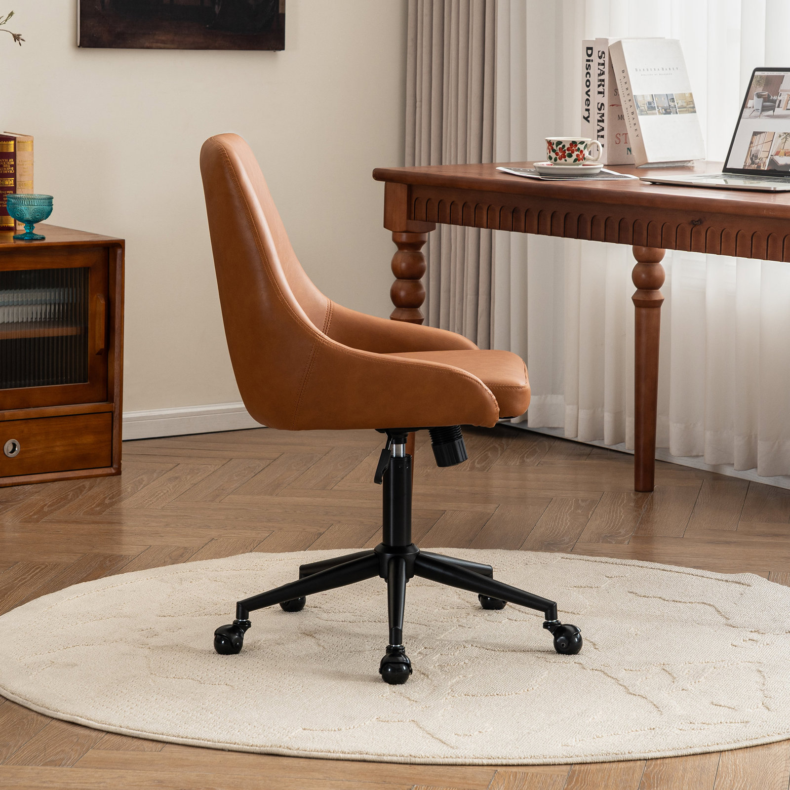 Vanora Office Chair,  Brown Faux Leather