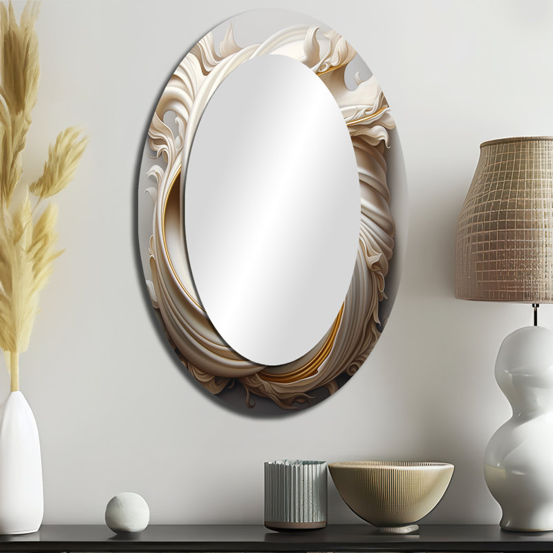 Miroir mural Tender White Whirling Vision - Modern, 36 po x 24 po