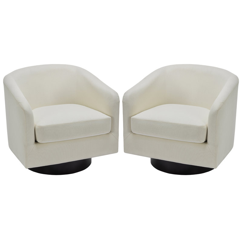 Bennett 73.1Cm Wide Swivel Barrel Chair, Beige Polyester Blend