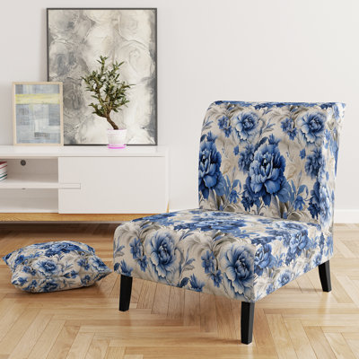 Rustic Victorian Brocade Victorian Pattern - Upholstered Floral Accent Chair Cottage Side Chair