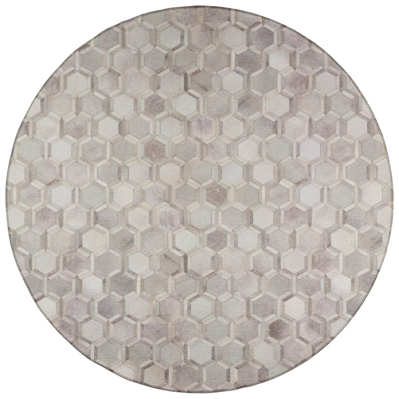 Edilberto Chenille Washable Patchwork Indoor / Outdoor Rug, Round 8'