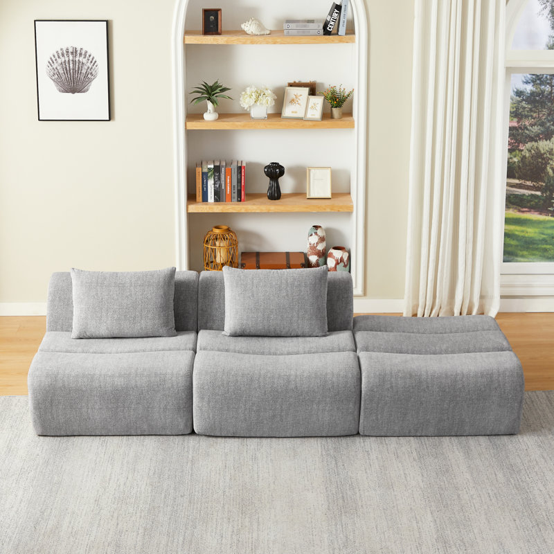3 Seater Compressed Apartment Of Chenille, No Assembly, Comfortable, Space For Living Room, Versatile Design, Sponge And Pocket Spring Structure Grey With Apartment, Instant Use, Soft Support