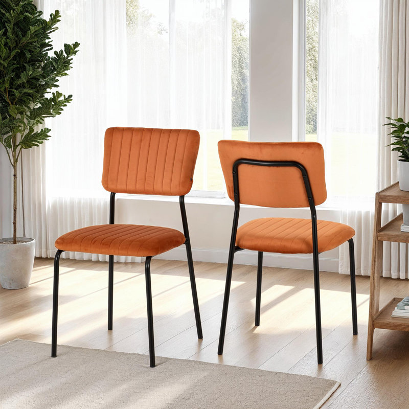 Yelena 47cm H Upholstered Metal Upholstered Back Side Chair, Orange