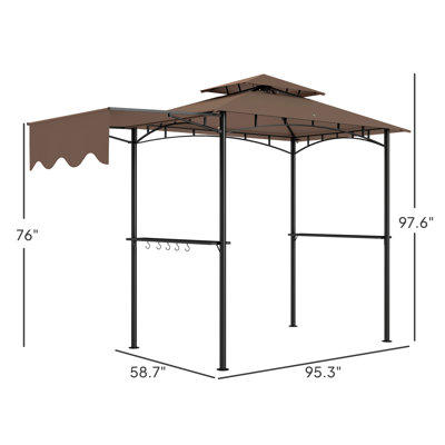 Abri de barbecue, abri de jardin extérieur, avec auvent latéral, tablettes latérales et crochets