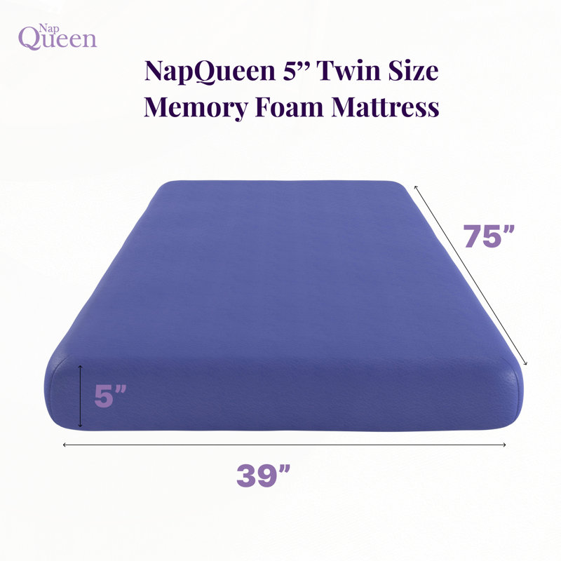Grand matelas à mémoire de forme simple en mousse à mémoire de forme de 5 pouces pour enfants, lits superposés et peu encombrant avec un soutien réactif.