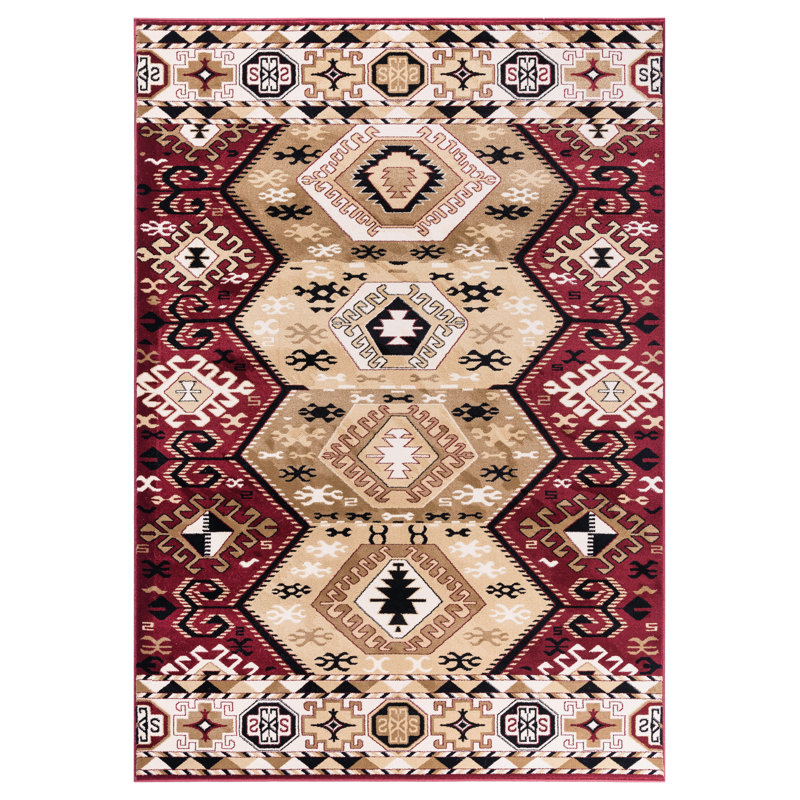Tapis rouge/ivoire Malden, Rectangle 2 pi 2 po x 3 pi