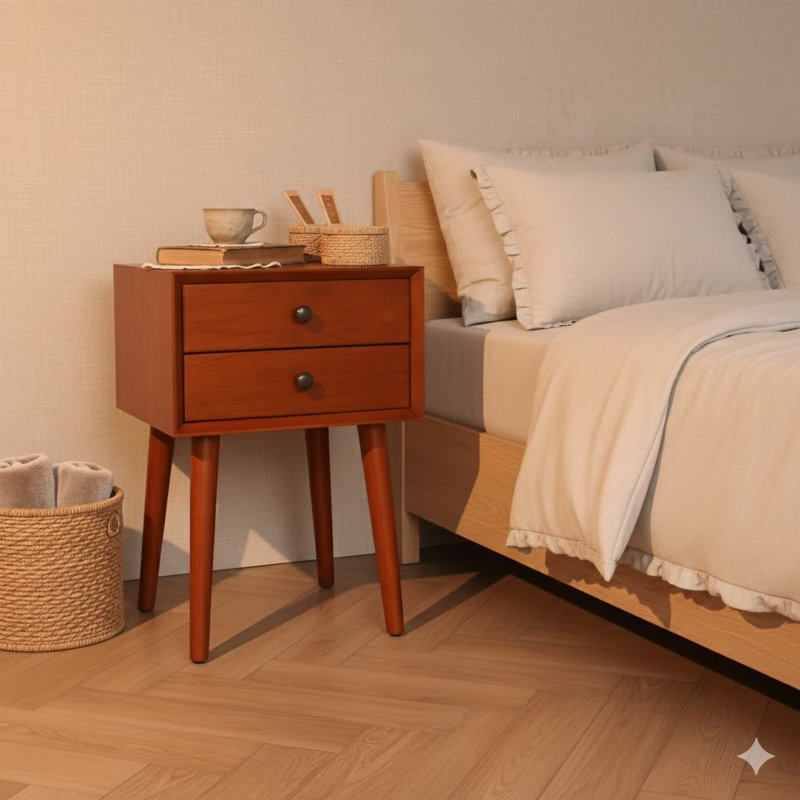 Table de chevet avec 2 tiroirs, petite table d'appoint avec rangement, Seadrifte