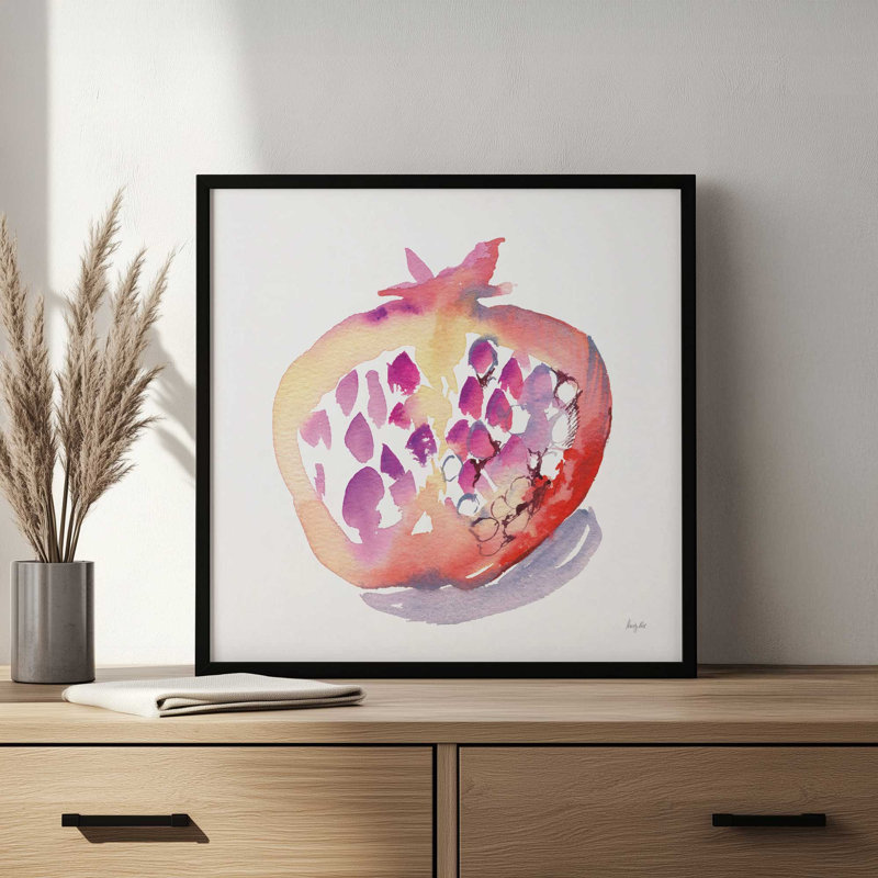 «Pomegranate» par Kristy riz, reproduction d'art, L 20 po x H 20 po, Érable, Impression encadrée