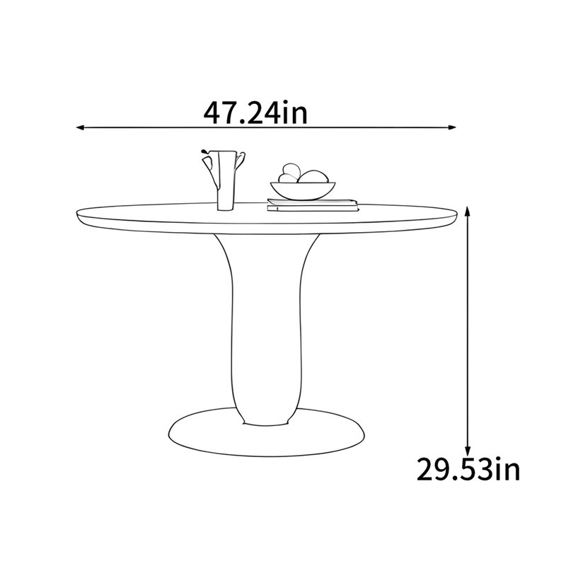 Table ronde nordique rétro, H 29,53 po x L 47,24 po x l 47,24 po
