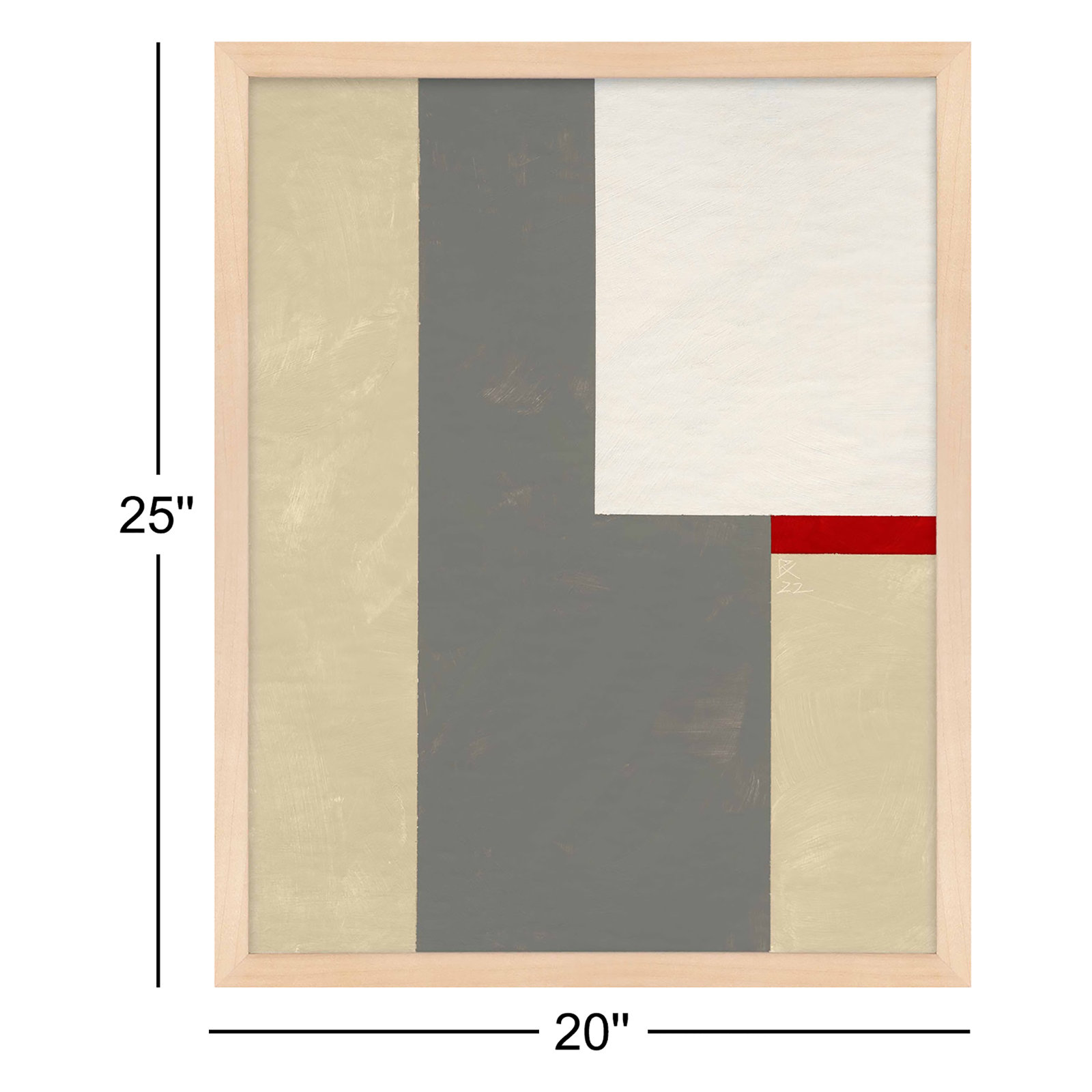 Slice Of Red 2 by Robert Kamnatnik, Maple Framed Paper, 25" H x 20" W x 1.25" D