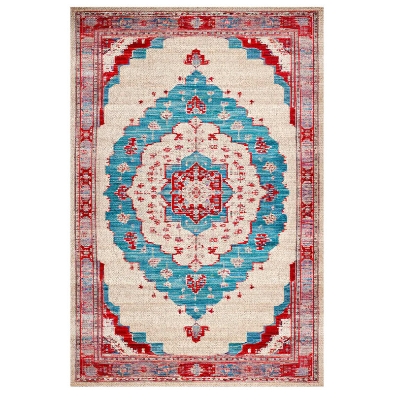 Gulustan Blue Oriental Machine Printed Cotton Polyester Area Rug, Runner 3'4" x 13'2"