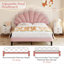 Adreon 135*190cm Double Upholstered Velvet Bed Frame, with Adjustable Chic Petal Headboard-1825078328