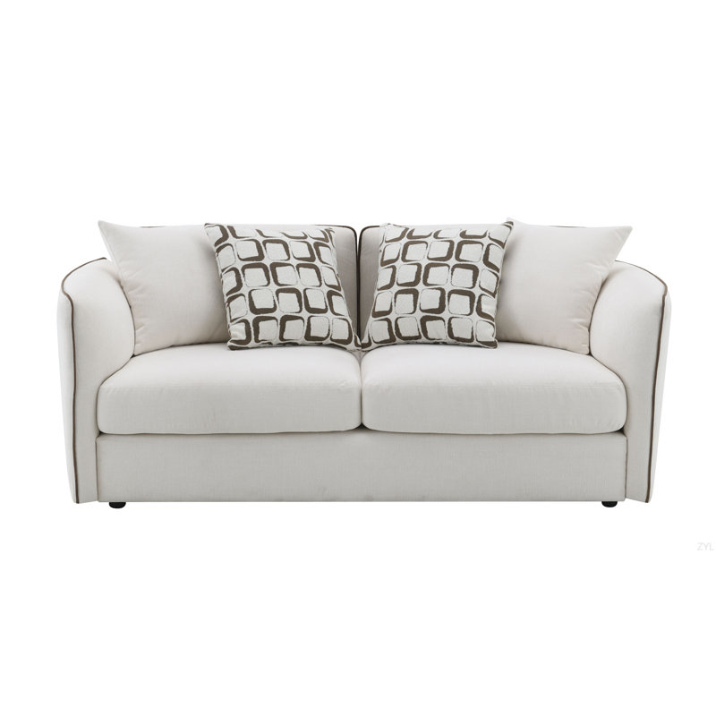 Causeuse en chenille beige avec 4 coussins